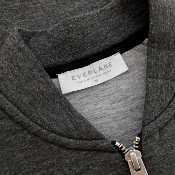 EVERLANE Street Fleece Cropped Bomber Jacket Grey Crop Minimalist Preppy X-Small - Picture 11 of 13